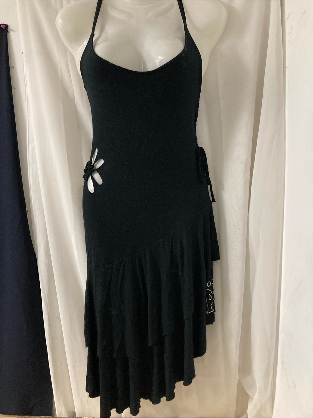 KARV Y2K Black Floral Cutout Dress Asymmetrical Fairycore Boho M